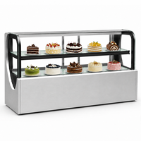 Vitrine à gâteaux carrée miniature, refroidissement par air, contrôle numérique, dégivrage automatique, température unique