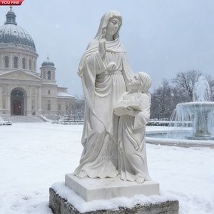 Statua in Marmo a Grandezza Naturale della Vergine Maria con Bambino YOUFINE <span class=keywords><strong>per</strong></span> <span class=keywords><strong>Cappelle</strong></span> e Cimiteri - Product Image 4
