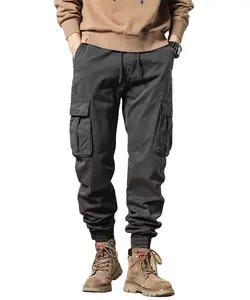 กางเกงวอร์มขายาวสำหรับผู้ชาย,กางเกงวอร์มกางเกงคาร์โก้สไตล์วินเทจอเมริกันพรีเมี่ยมมีกระเป๋าสำหรับวิ่งออกกำลังกาย