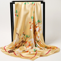 100% Polyester Satin écharpe blanc rouge rose marine fleur carré écharpe nouveau Design impression tête enveloppement femme cou châle enveloppes