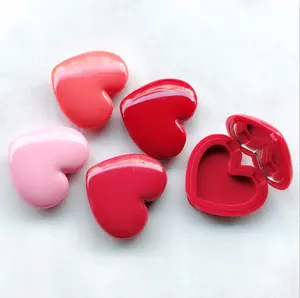 1.4g INS 2023 Hote vente Mini mignon pêche coeur rouge à lèvres boîte avec miroir en plastique ABS petite boîte d'échantillons emballage cosmétique