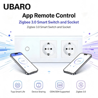 Interruptor Inteligente Zigbee 3.0 con Panel de Vidrio Templado Estándar Europeo Tipo 228, Enchufe Normal para Control por Aplicación Tuya, 220V 16A, Compatible con Voz Alice