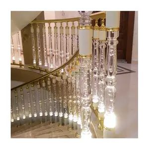 玻璃支柱亚克力水晶扶手栏杆有机玻璃立柱楼梯用发光二极管栏杆立柱