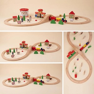 <span class=keywords><strong>Train</strong></span> en bois Montessori, thème général, écologique, jouet interactif pour enfants, véhicule de jeu, blocs de construction |   OEM ODM Vente en gros - Product Image 4