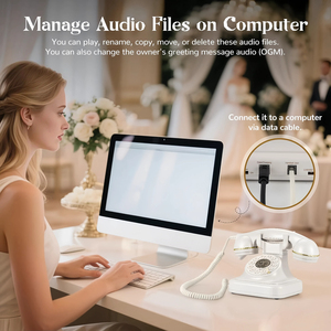 Nuovo Telefono <span class=keywords><strong>Vintage</strong></span> 2025 con Filo per Matrimoni, per Messaggi Audio degli Invitati, Cabina Video Floreale, Libro degli Ospiti con Design Floreale - Product Image 4
