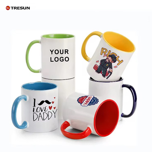 Venta al por mayor de alta calidad de transferencia de calor 11 oz Color en el interior de la sublimación Taza de café de cerámica con mango de colores - Product Image 1