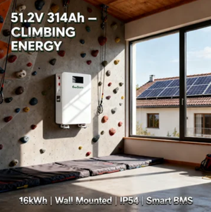 Batterie au lithium 51,2 V 48 V 314 Ah 16 kWh pour systèmes de stockage d'énergie solaire, montage mural avec roues - Product Image 3