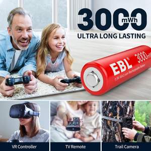 EBL Paquete de 16 Baterías Recargables de Iones de Litio AA de 3000mWh, Cargador Individual de 8 Bahías para Baterías Cilíndricas AA/AAA - Product Image 6