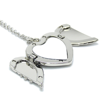 Collier à ailes d'ange en sublimation DIY, pendentif aimanté en forme de cœur, cadeaux souvenirs du jour du souvenir, collier vierge en sublimation avec chaîne