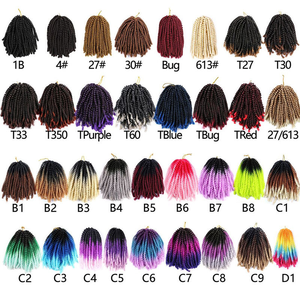 Printemps Twist Cheveux 8 Pouces Printemps Twists <span class=keywords><strong>Crochet</strong></span> Tressage Cheveux Ombre Couleurs Extensions de Cheveux Synthétiques 30 Brins/Paquet - Product Image 5