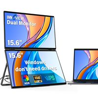 Monitor Portátil Dual de 15.6 Pulgadas, Pantalla IPS Full HD 1080P, Plug and Play, Sin Necesidad de Controladores, Extensor de Pantalla Dual para Laptop