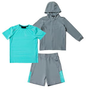 Conjunto Deportivo Personalizado para Niños, 3 Piezas, Traje de Entrenamiento Atlético, Sudadera con Capucha, Camiseta y Pantalones Cortos - Product Image 1