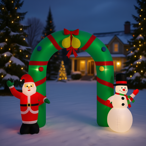 Arco Gonfiabile Natalizio 7,9 Piedi con Luci LED, Babbo Natale e Pupazzo di Neve, Decorazione da Giardino per le Festività, Materiale PVC Multicolore - Product Image 2