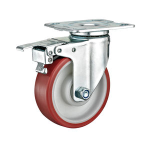 5 ''Rodas Vermelhas Pesadas Médias PU Máquinas Industriais Carrinhos Rodas de Rodízio - Product Image 5