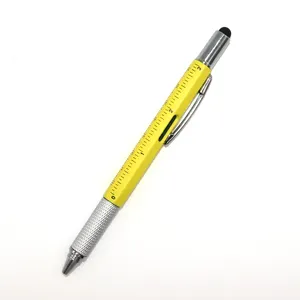 Pen With Tools 2024 Multifunction 6 In 1 Tool Pen With Ruler Level Two-Head Screwdriver Stylus Ball Pen