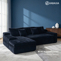 Canapé modulaire en velours côtelé beige, forme en L avec chaise longue et coussins moelleux, directement de l'usine Jiabaijia