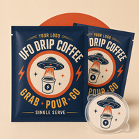 Sachet de café individuel imprimé sur mesure, scellé sur trois côtés, pour emballage de café filtre, idéal pour les marques à marque privée