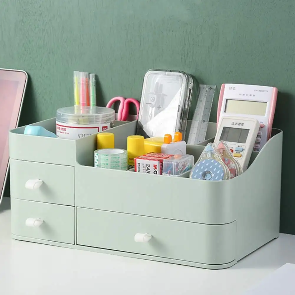 Kotak Organizer riasan kosmetik, kotak penyimpanan meja Mini untuk perlengkapan kantor meja kamar mandi atau meja rias