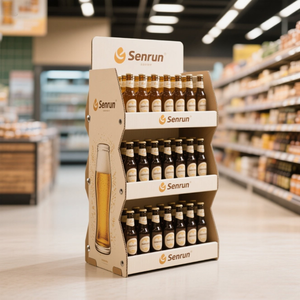Estante de exhibición plegable portátil de altura ajustable, Mostrador de cervecería de cartón corrugado sostenible para promociones de comercialización de cerveza - Product Image 1