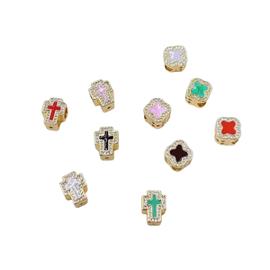 CZ8955, большие отверстия, позолоченные, эмалированные, разноцветные цветочные бусины в форме сердца, разделительные бусины для змеиной цепочки, изготовление браслетов - Product Image 1