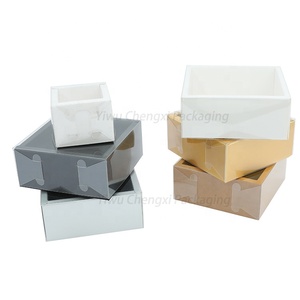 Custom Folding Cardboard Paper Base with Transparent lid acetate boxes for christmas wedding party gifts Packaging boxes