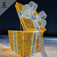 Caja de Regalo Navideña LED 3D de Gran Tamaño, Luz LED Personalizada para Exteriores con Motivo Creativo para Paisajes