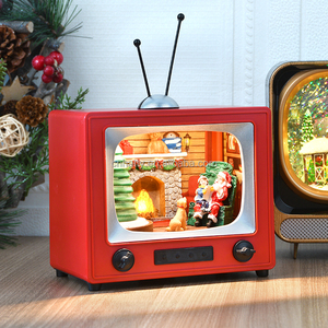 Factory Wholesale Resin Christmas TV Set with LED Light Festive <b>Santa</b> <b>on</b> <b>Sleigh</b> Sculpture Moving Back and Forth - Product Image 2