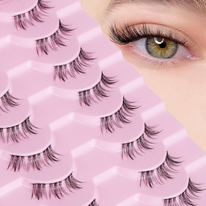 Natural Soft Short <b>Half</b> Natural Eyelashes Private Label Reusable Wispy Lightweight Cat Eye <b>Half</b> Strip <b>Lashes</b> Wholesale - Product Image 1