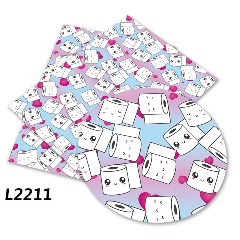 Hot Sale 136 cm * 30 cm Cartoon Printed Faux Synthetic Leather PVC Fabric Sheets for Sofa Bag Chair Handmade Applications