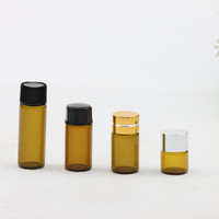 Botol kaca kecil mini amber jernih dengan sumbat dan tutup untuk minyak esensial
