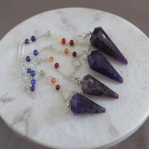 Handmade Crystal Pendulum Set with 7 Chakra <b>Beads</b> and Rose Quartz Points for Feng Shui Home Decoration Reiki Business Gift - Product Image 3