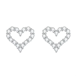 New Arrival Women's 18K Gold-Plated 925 Sterling <b>Silver</b> Love-Shaped Heart <b>Stud</b> Earrings 5A Cubic Zircon Tonglin Brand Engagement - Product Image 1
