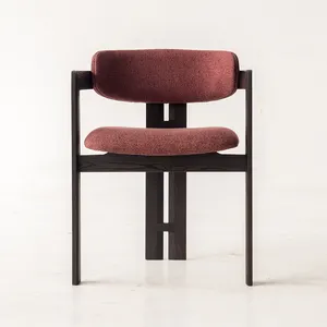 Thiết kế cổ điển vải ăn ghế bành đồ nội thất trong nhà rắn gỗ sồi đen ghế ăn
