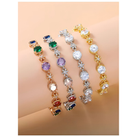 Nouveau Bracelet Manchette en Zircon Coloré Grand Carat Robuste, Plaqué Argent, en Alliage, pour Femme, Luxe et Tendance, Haute Qualité