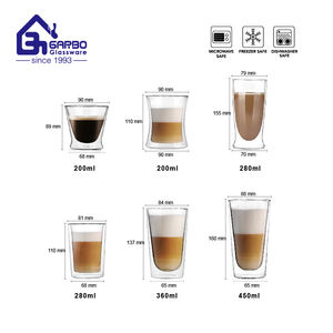 Taza de vidrio de borosilicato resistente al calor, taza de vidrio de doble pared con mango para café, proveedor de china, taza de vidrio de agua para <span class=keywords><strong>tienda</strong></span> - Product Image 6