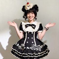 Robe Lolita, robe de cosplay anime à col Peter Pan à volants multicouches pour femmes