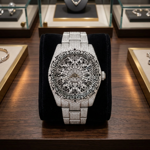 Reloj de Lujo con Cristal de Cuarzo Citizen y Moissanita Cuadrada Personalizada, Caja Plateada de 46 mm, Resistente al Agua, Larga Duración de la Batería, Cierre de Hebilla - Product Image 1
