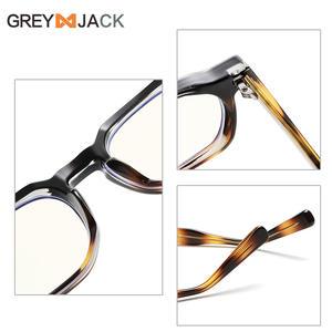 กรอบแว่นตาทรงรีสีเทาแจ็ค เรโทรป้องกันแสงสีฟ้าสำหรับผู้หญิง เลนส์พลาโน วัสดุ TR90 แบบเต็มกรอบ - Product Image 1