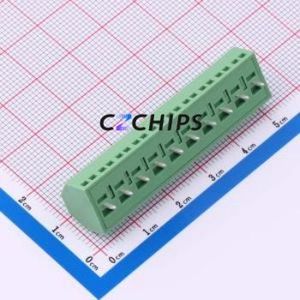 DB127S-5.0-10P-GN-S Screw Terminal Block Through hole Component (THT),P=5mm Connector 1x10P 5mm Green Through Hole - Product Image 2