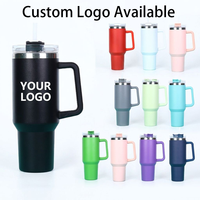 Gobelet isotherme JN Cup OEM/ODM pour voiture, tasse de voyage thermos 40oz en acier inoxydable avec poignée et couvercle à paille