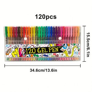 ปากกาเจลสีสันสดใส 15 สี แบบขายส่ง ชุดปากกาเจล 120 ด้าม สำหรับระบายสี สมุดระบายสีสำหรับผู้ใหญ่ วาดภาพ ระบายสี เขียน - Product Image 4
