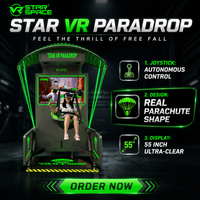 Simulateur de saut en parachute VR avec commande par joystick, design de parachute réaliste pour parc d'attractions intérieur, divertissement en salle d'arcade