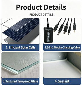 Panneau solaire monocristallin portable Xinyang, petite puissance 3W 6V, charge directe USB, système domestique, tout noir, efficacité 22,7%, plastique - Product Image 3