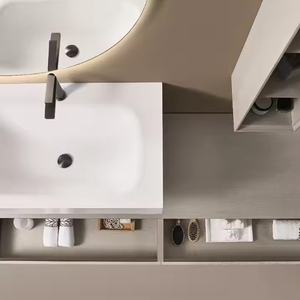 Meubles de style européen de luxe en gros, design simple, meuble de salle de bain mural en bois avec miroir - Product Image 5