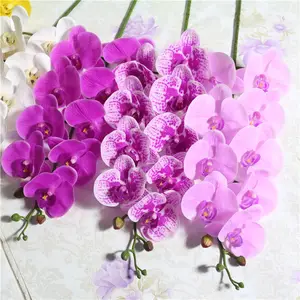 M03325 Großhandel Faux Topf Orchidee Pflanze 9 Köpfe 3D-Druck Real Touch Latex Künstlicher Schmetterling Phalaenopsis Orchidee Blume