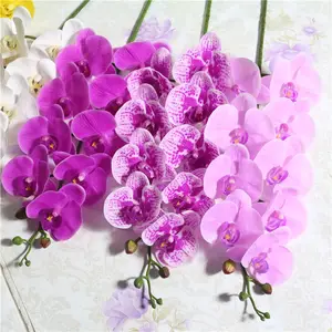 M03325 Wholesale Faux Potted Orchid Plant 9 Heads 3D Printing Real Touch Latex Artificial Butterfly Phalaenopsis Orchid Flower