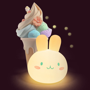 Cute Ice cream rabbit design Silicone Night Lamp Kids Animal Kawaii Colorful USB Rechargeable <b>Sleep</b> Silicone Night <b>Light</b> - Product Image 3
