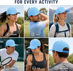 หมวกเบสบอลกันน้ำพิมพ์โลโก้ PVC แบบกำหนดเอง หมวกเจาะรูด้วยเลเซอร์ หมวกกีฬากอล์ฟ หมวกเบสบอล - Product Image 6