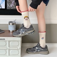 Chaussettes pour femmes créatives d'automne et d'hiver, chaussettes mi-mollet mignonnes d'anime, chaussettes en coton peigné pour couples en gros