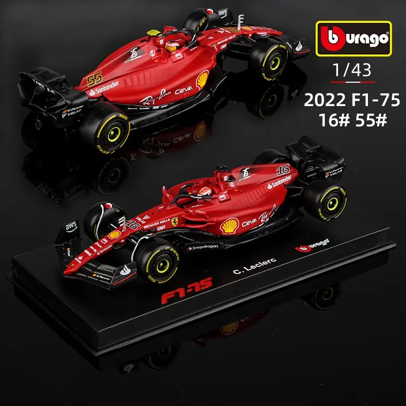 Bburago 1:43 2022 Ferrari F1 Formula F1-75 #55 Carlos Sainz Alloy Car Model Exclusive Race One Analog Super Diecast Toy Gift